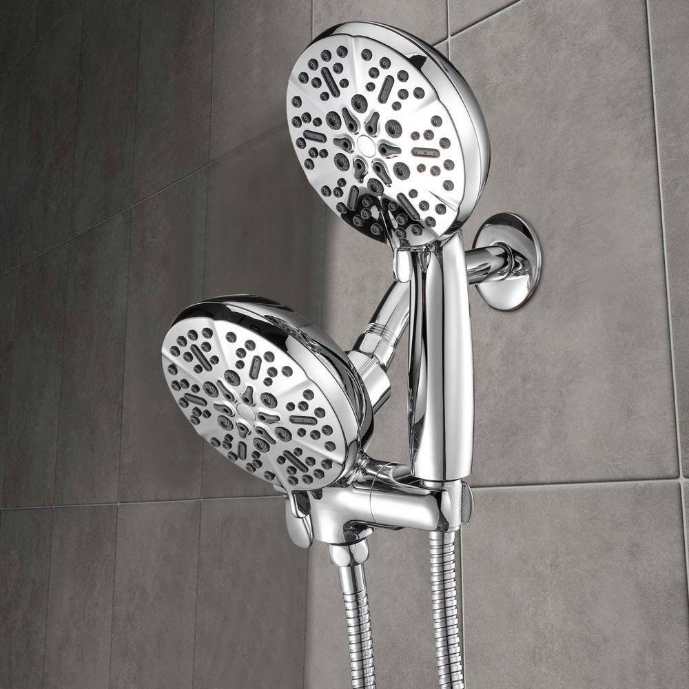 CASAINC 5-Spray Patterns with 1.75 GPM 5 in. Wall Mount Dual Shower Heads and Handheld Shower Head in Chrome CASATW2501-5CH