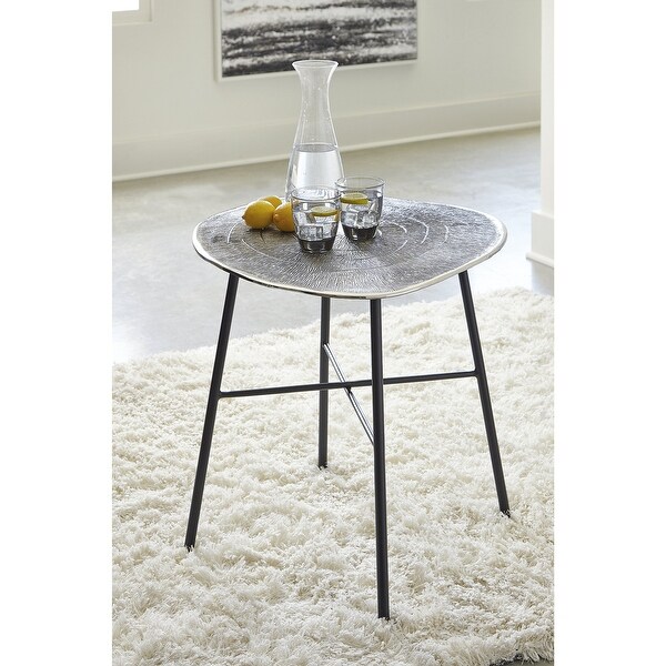 Ashley Furniture Laverford Chrome/Black Round End Table - 25