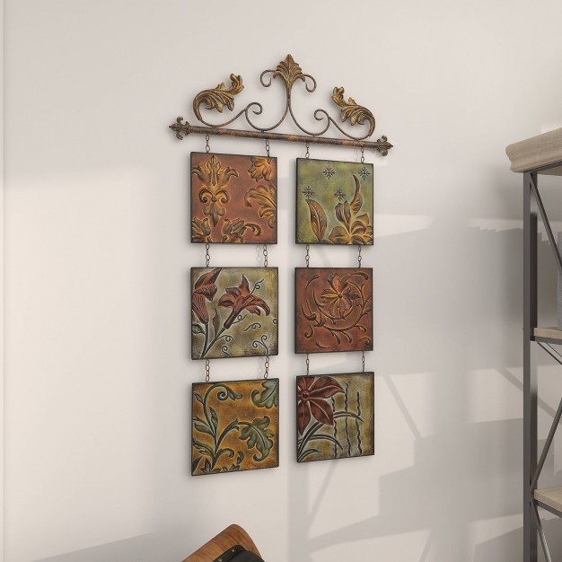 Metal Floral 6 Suspended Panels Wall Decor With Embossed Details Olivia amp May