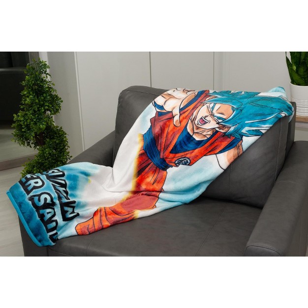 Dragon Ball Z Super Goku Super Saiyan Blue Fleece Throw Blanket