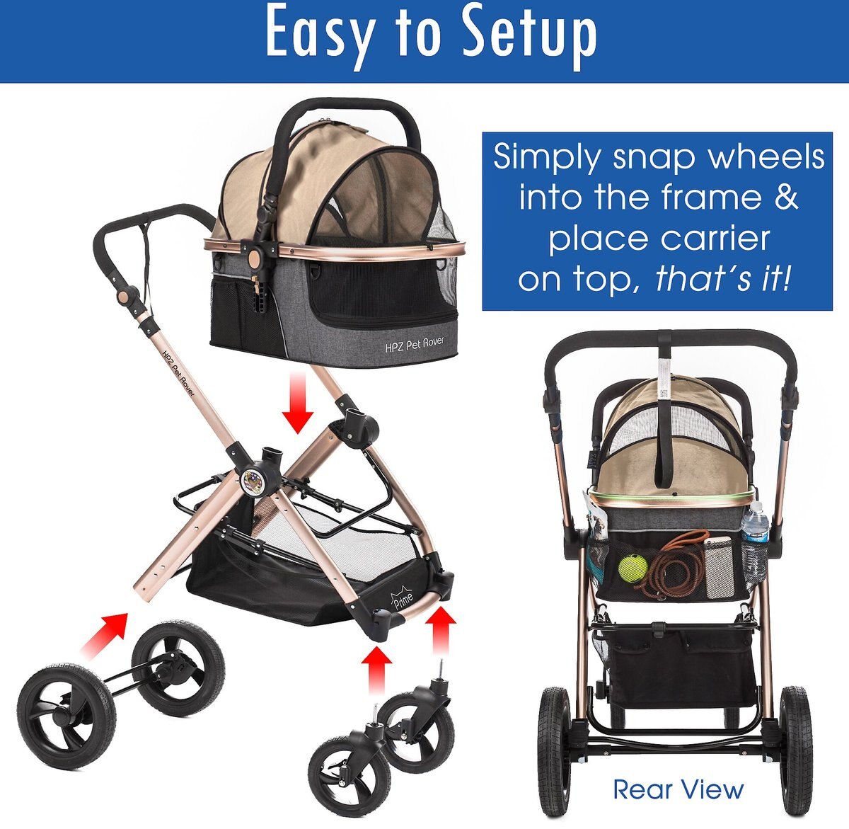 HPZ Pet Rover Luxury Carrier， Car Seat and Pet Stroller