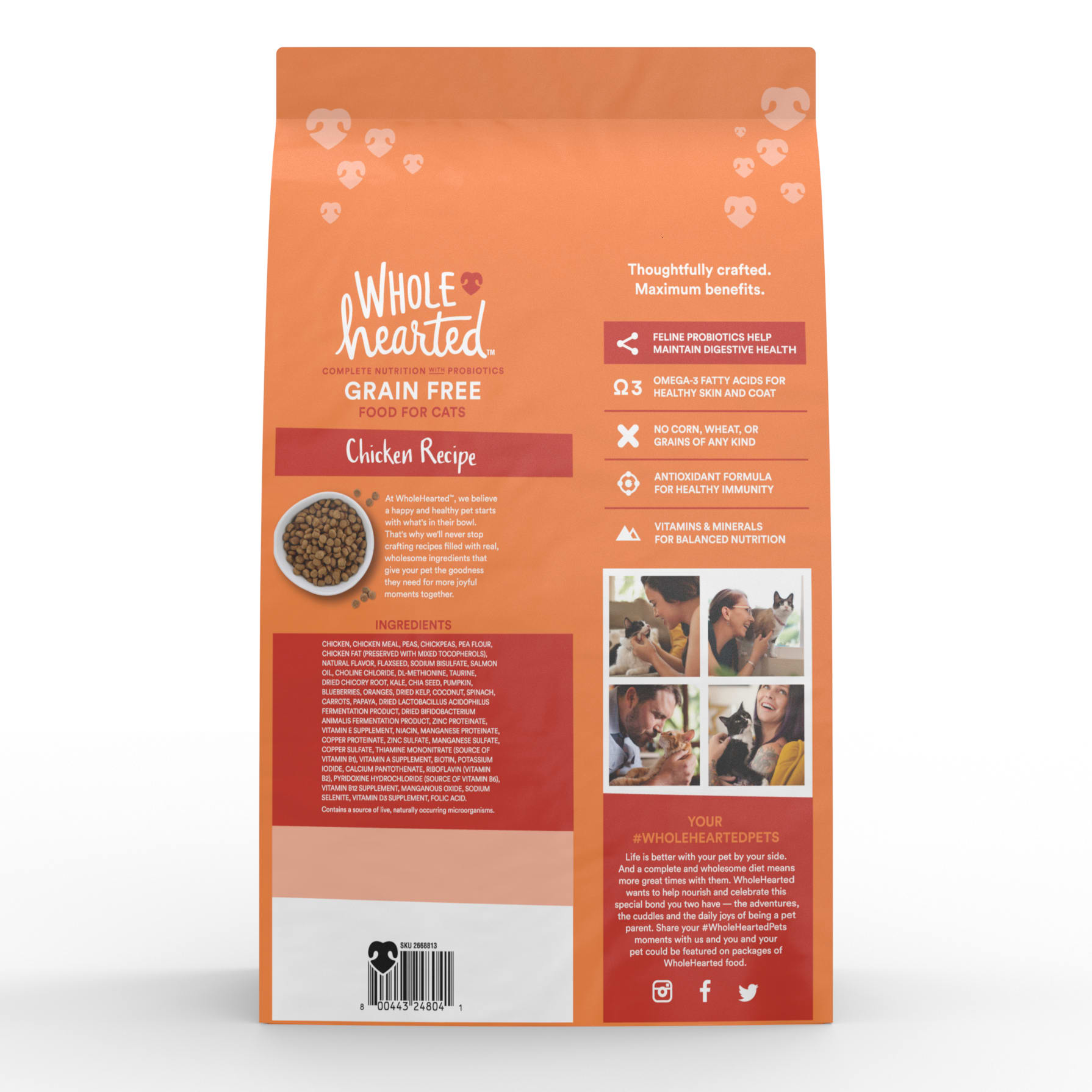 WholeHearted Grain Free Chicken Formula Dry Cat Food， 12 lbs.