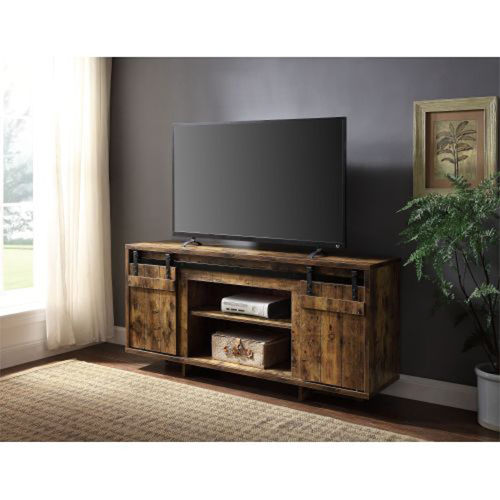 Rustic TV stand vintage Wood TV table with doors   Rustic   Entertainment Centers And Tv Stands   by HIGHLIGHT USA LLC  Houzz