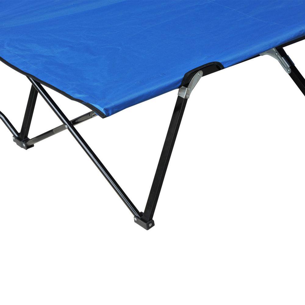 Outsunny Portable Wide Folding Elevated Bed Camping Cot for Adults with Easy Carry Bag and Durable Fabric Blue A20-030BU