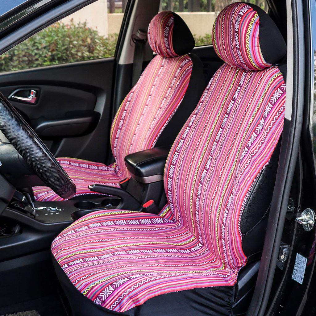 Universal Colorful Front Seat Covers Detachable Headrest Pink Saddle Blanket SUV for Women