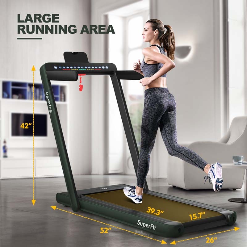 2 in 1 Folding Treadmill, 2.25HP Under Desk Electric Treadmill, Portable Walking Running Machine with Dual Display & Smart App Control