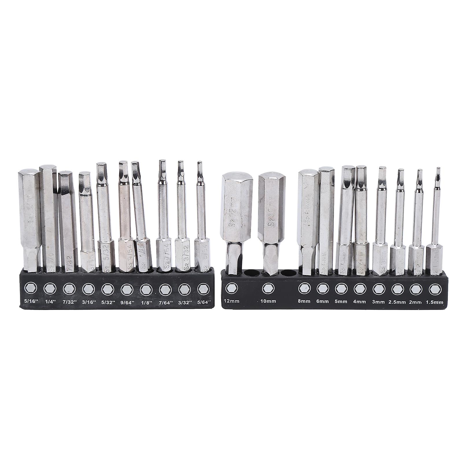 20pcs Screwdriver Bit High Accuracy Hex Spinner Head Chrome Vanadium Steel 60mm + 2pcs Cover