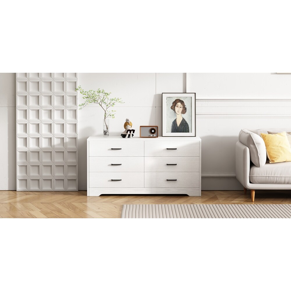 6 Drawers Wood MDF Boards Dresser  White