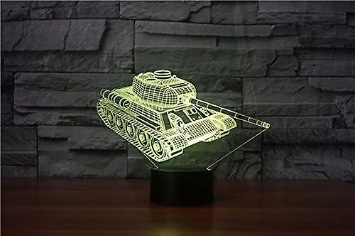 3d Modern Armored Tank Car Night Light Lamp Night Light Touch Table Desk Optical Illusion Lamps 7 Color Changing Lights Home Xmas Birthday Gift