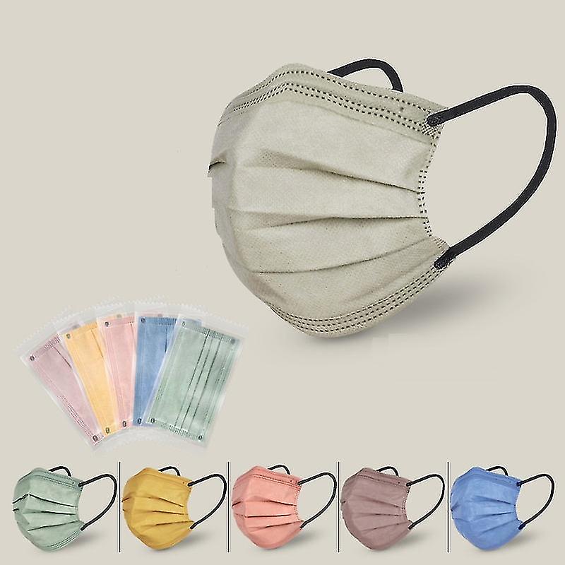 50 PCS Adult Disposable Face Masks 4 Layers Morandi Protective Face Masks Women's Men's