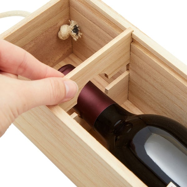 2 Pack Single Bottle Wooden Wine Gift Boxes with Sliding Lid for Housewarming