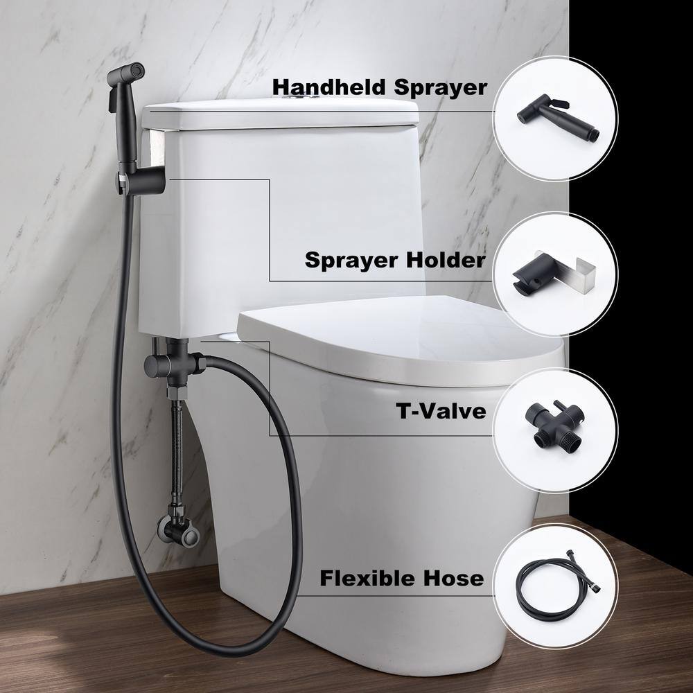 Amucolo Non-Electric Bidet Sprayer for Toilet Handheld Cloth Bidet Attachment Diaper Sprayer in. Matte Black YeaD-CYD0-6GJ