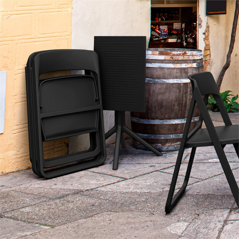 Pemberly Row Contemporary Folding Outdoor Chair Black