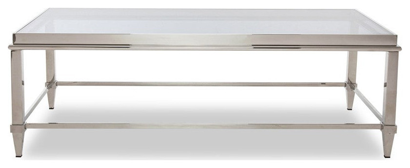 Sonia Modern Glass and Stainless Steel Coffee Table   Contemporary   Coffee Tables   by V.S.D Furniture  Houzz