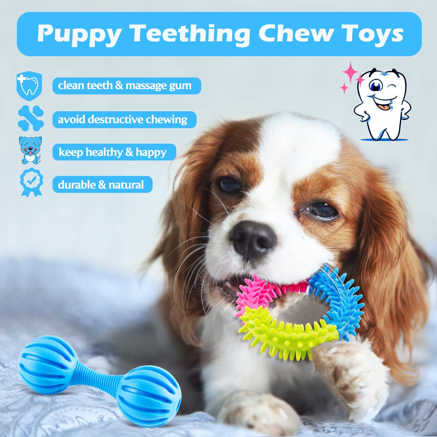 Heibizi Puppy Toys for Teething Small Dogs， Dog Toys for Small Dogs， Puppy Teething Chew Toys， Small Dog Toys Pack with Stuffed Squeaky Toys， Dog Ball， Ring Toy， Rope Toy， Dog