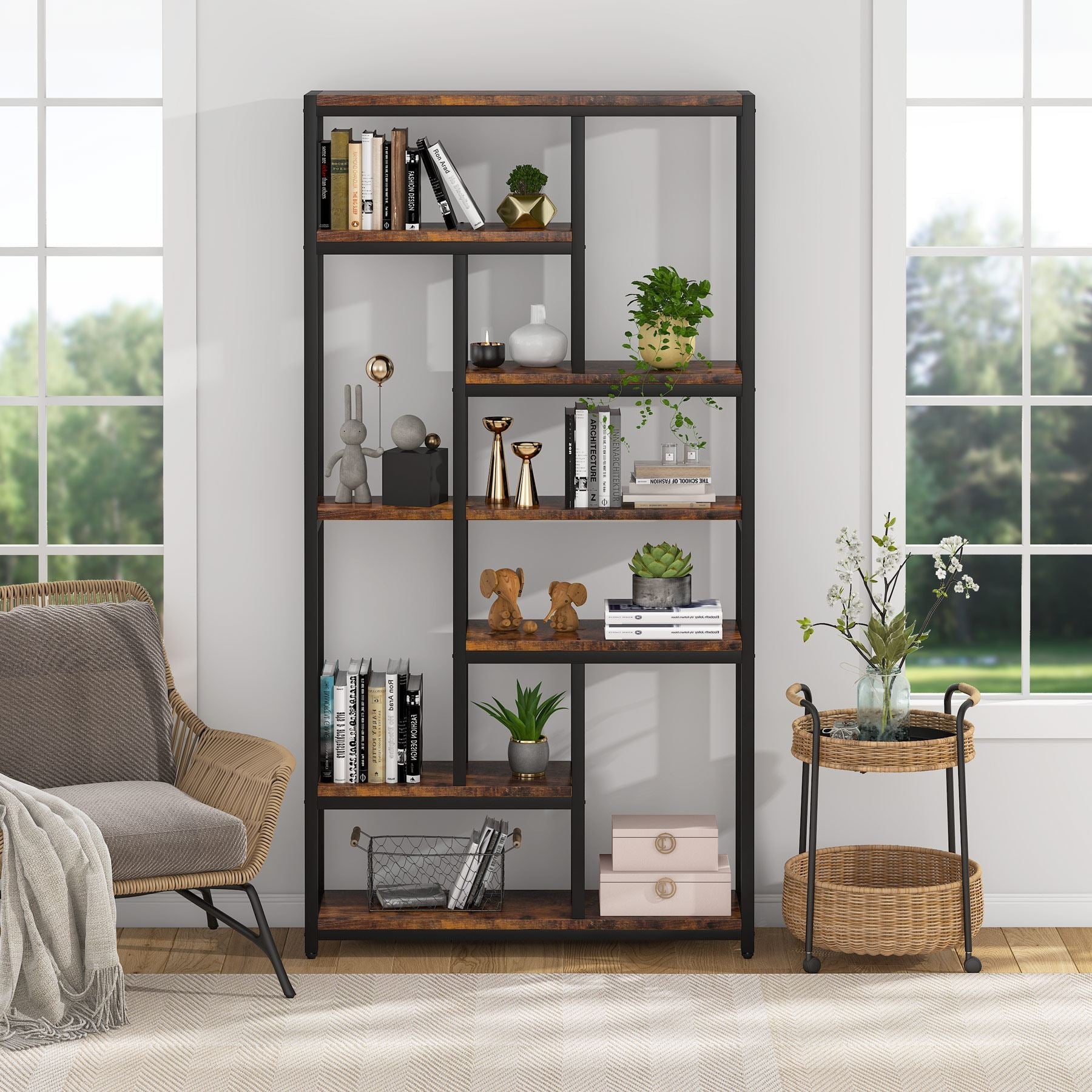 79 Tall Bookshelf, 7-Tier Bookcase Open Display Shelves