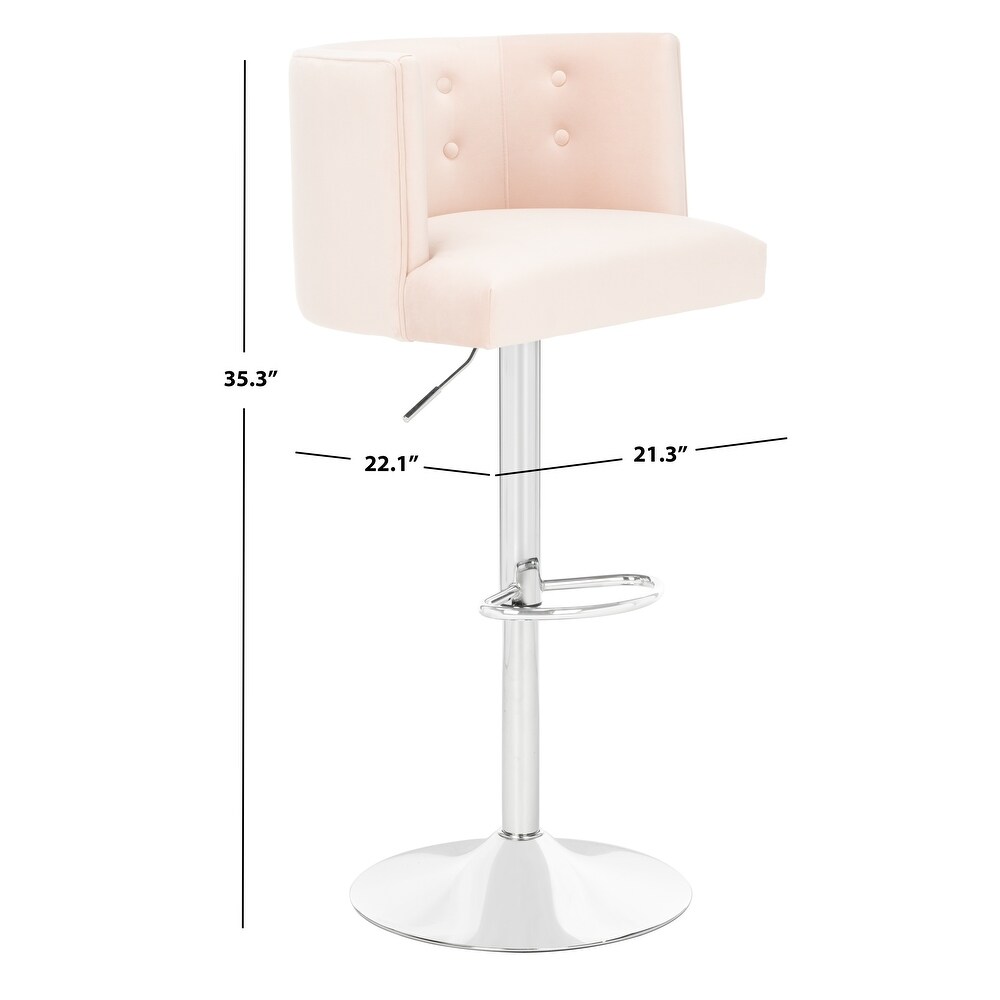 SAFAVIEH Couture Zayna Velvet/ Chrome Adjustable Bar Stool   21.3\