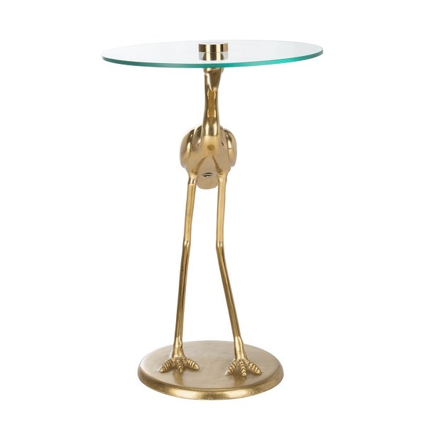 SAFAVIEH Tori Crane Base Accent Table - Gold / Glass - 14.5