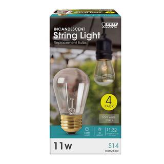 Feit Electric 11-Watt S14 Dimmable Soft White String Light Incandescent Light Bulb (4-Pack) 11S144-130