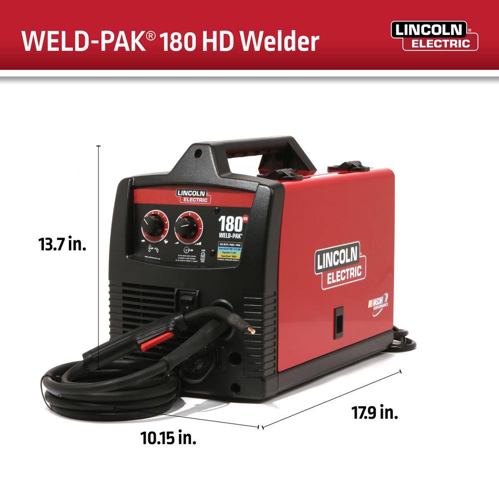 Lincoln Electric Weld-Pak 180 Amp MIG Flux-Core Wire Feed Welder 230V Aluminum Welder with Spool Gun sold separately K2515-1