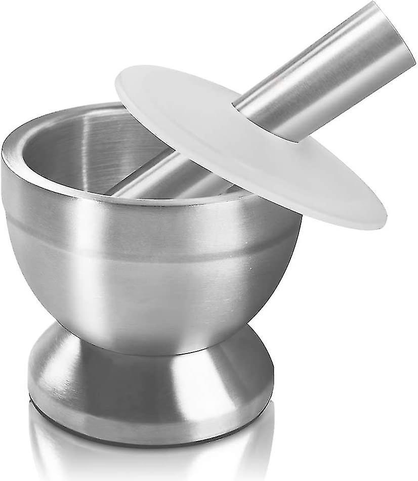 18/8 Stainless Steel Mortar And Pestle With Brush，pill Crusher，spice Grinder，herb Bowl，pesto Powder