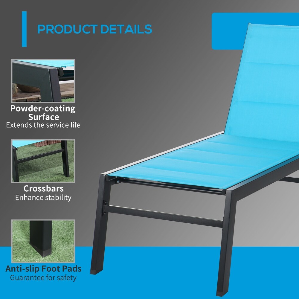 Outdoor Breathable Fabric Chaise Lounge with Wheels and Steel Frame
