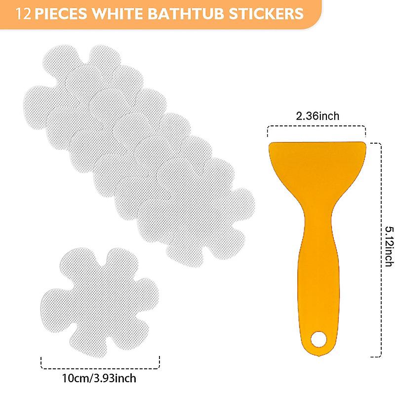 12Pcs Shower Stickers Non Slip Bathtub Strips with Scraper for Bath Tub Shower Floor Stairs Ladders