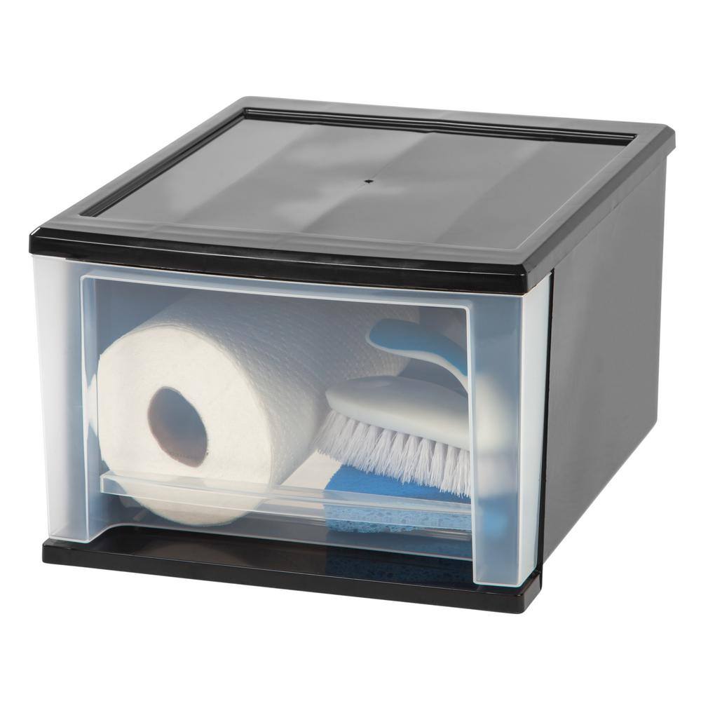 IRIS 17 Qt. Stacking Storage Bin in Black 129805