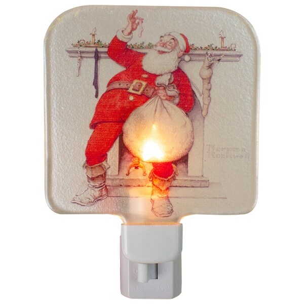 6 Norman Rockwell 'Filling the Stocking' Glass Christmas Night Light