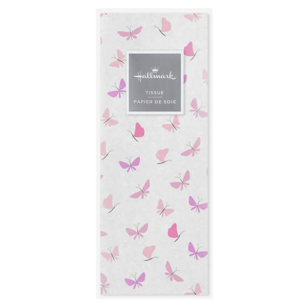 Hallmark  Pink Butterflies on White Tissue Paper, 6 sheets