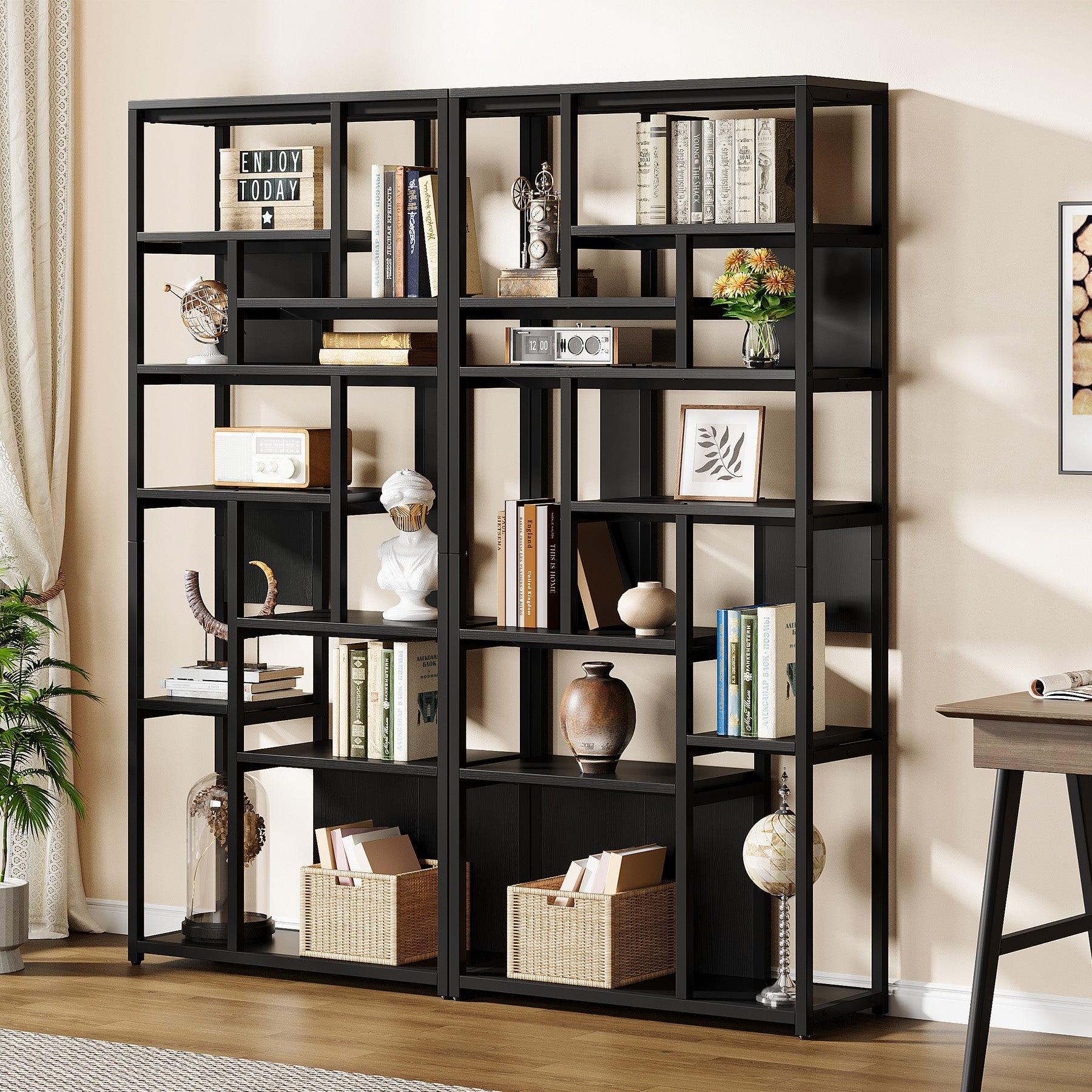 8-Tier Etagere Bookshelf, 70.9 Freestanding Wood Bookcase