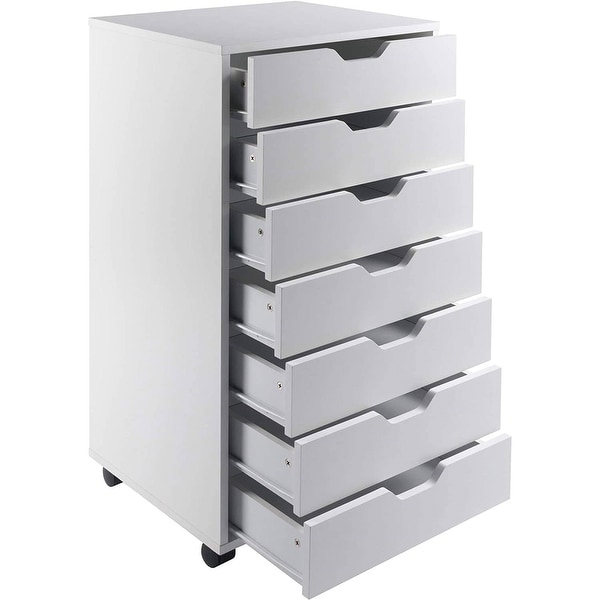 Modern Scandinavian Style 7-Drawer Storage Cabinet Chest in White Finish - - 36214994