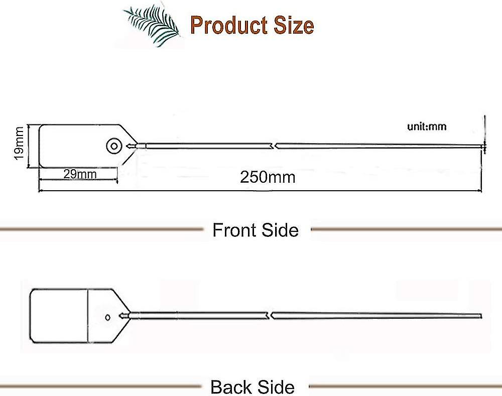 100 Plastic Plastic Tamper Seals， Safety Seals Security Tags Disposable Numbered Self-locking Tie，250mm/1in Length