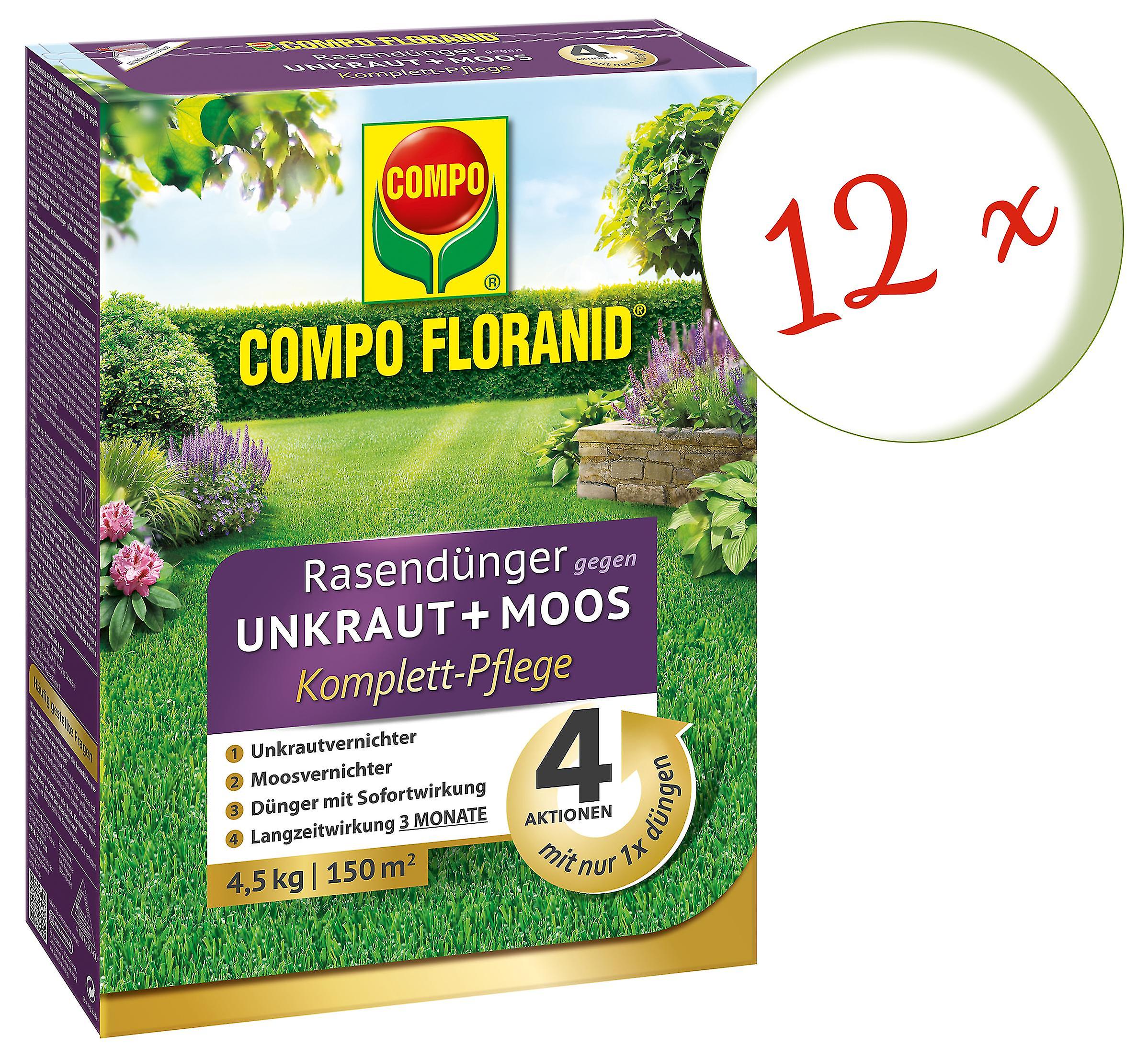 12 x COMPO Floranid?? Rasend??nger gegen Unkraut + Moos Komplettpflege， 4，5 kg