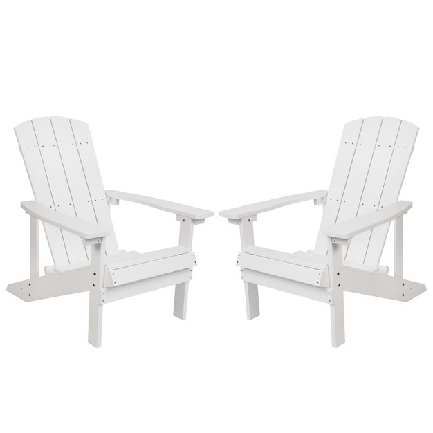 Merrick Lane Set Of 2 Adirondack Patio Chairs With Vertical Lattice Back And Weather Resistant Frame