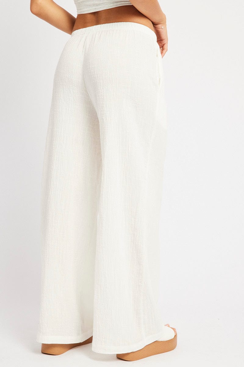 White Wide Leg Pants High Rise
