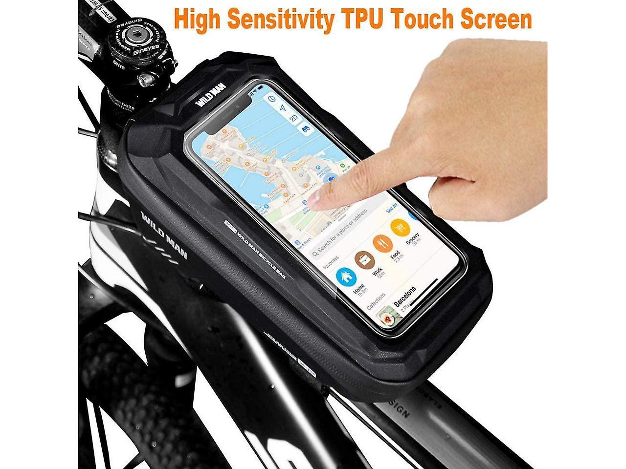 Bike Phone Bag Frame Bag， Waterproof Bike Phone Holder Mtb Frame Bag Handlebar Pouch Touch Screen Cycling Phone Mount For Smartphone Under 6.5 Inch