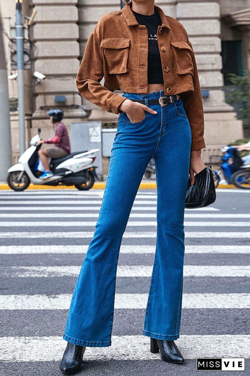 Brown Button Up Corduroy Short Jacket Coat