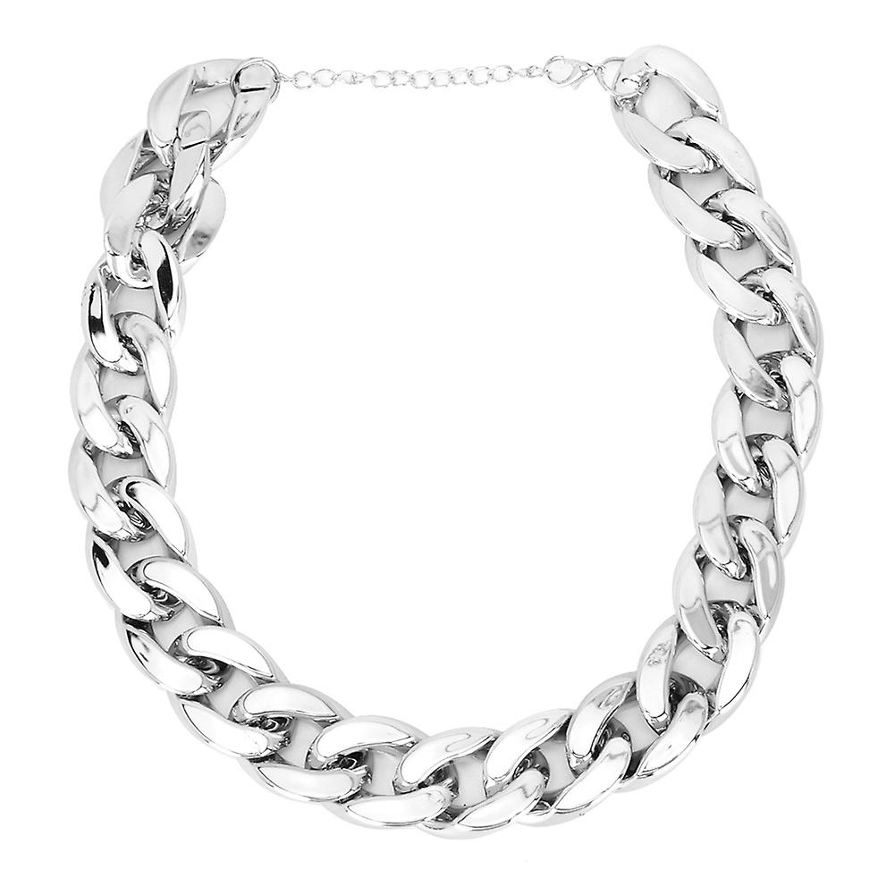 Plastic Fashionable Shiny Dog Choke Chain Choker Decoration Collar For French Bulldog(silver)