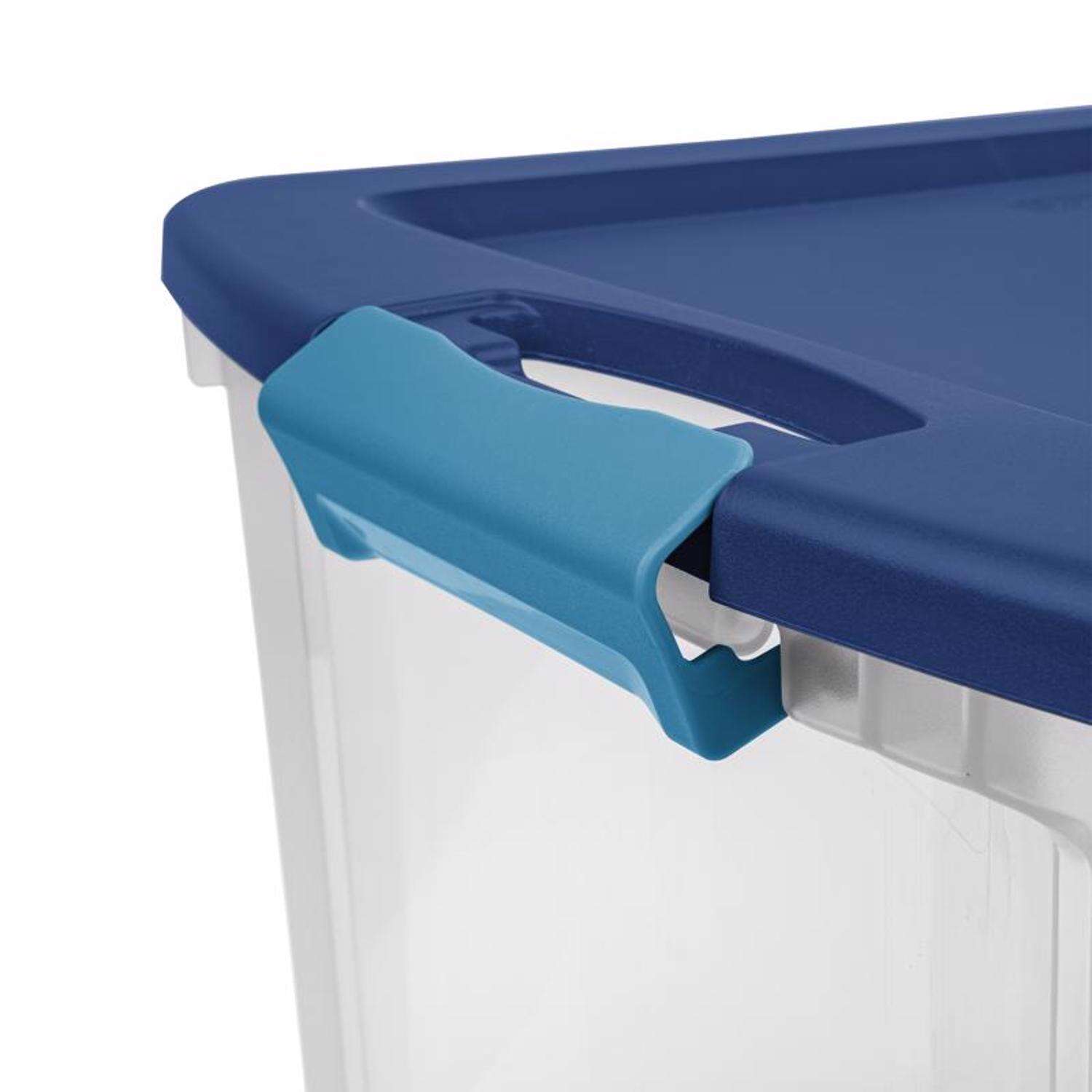 Sterilite 12 gal Blue/Clear Latch Storage Box 9-1/4 in. H X 23-5/8 in. W X 18-5/8 in. D Stackable