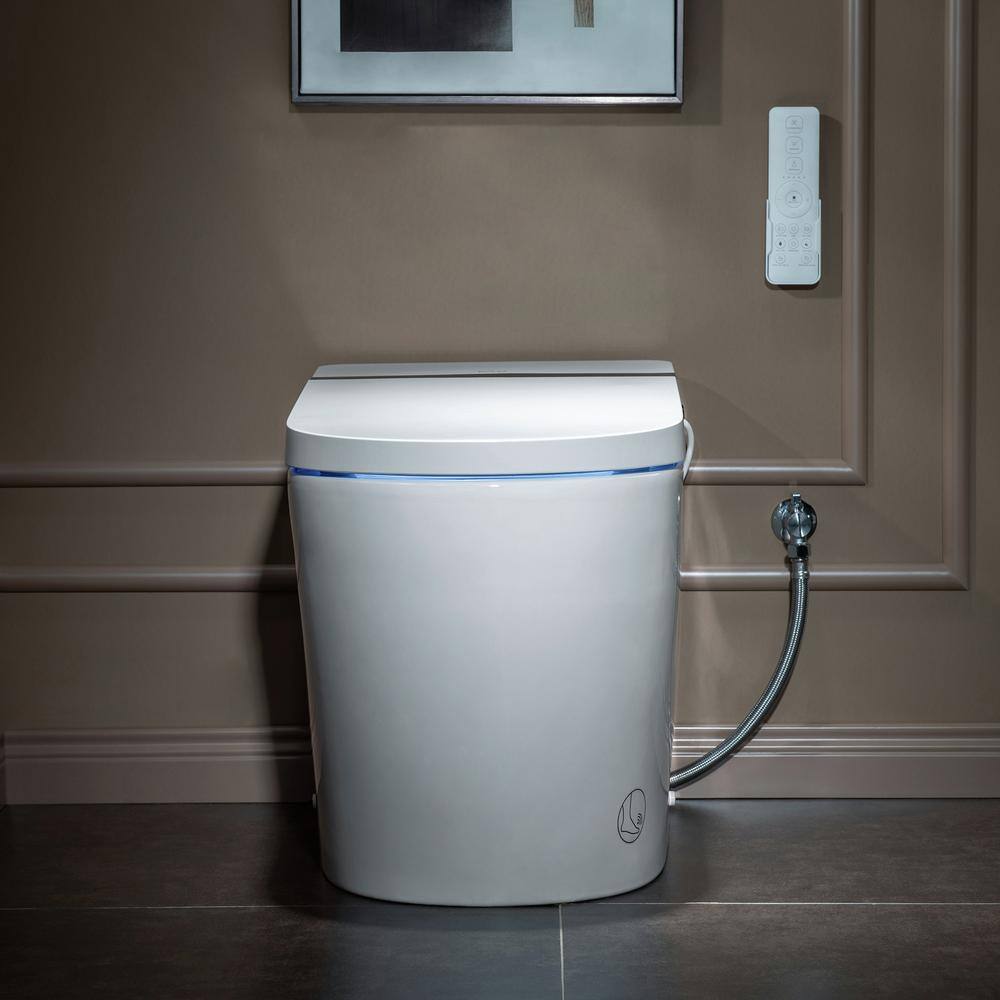 WOODBRIDGE Nutley Intelligent Comfort Height 1-Piece 1.0 GPF1.6 GPF Dual Flush Elongated Toilet in White Seat Included HB0990S