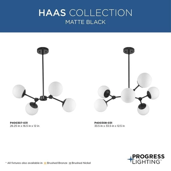 Haas Collection Four-Light Matte Black Mid-Century Modern Chandelier - 26.25 in x 16.5 in x 12 in Shopping - The Best Deals on Chandeliers