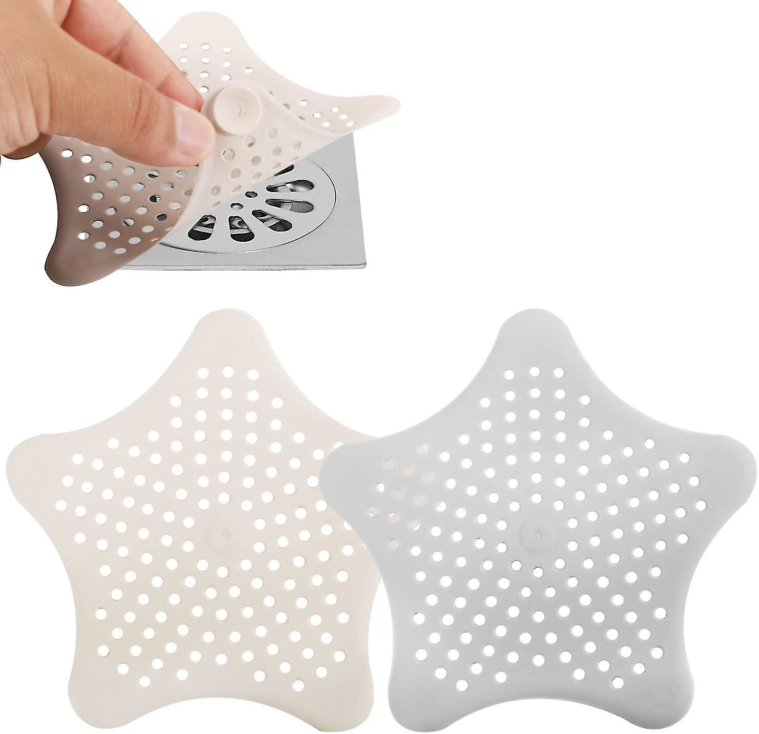 Other Sink Accessory Set Of 2 Silicone Sink Strainers， Non-slip Star For Tub， Filter， Hair Catcher， Shower， Kitchen， Bathroom， Fruit Bark Hair Accesso