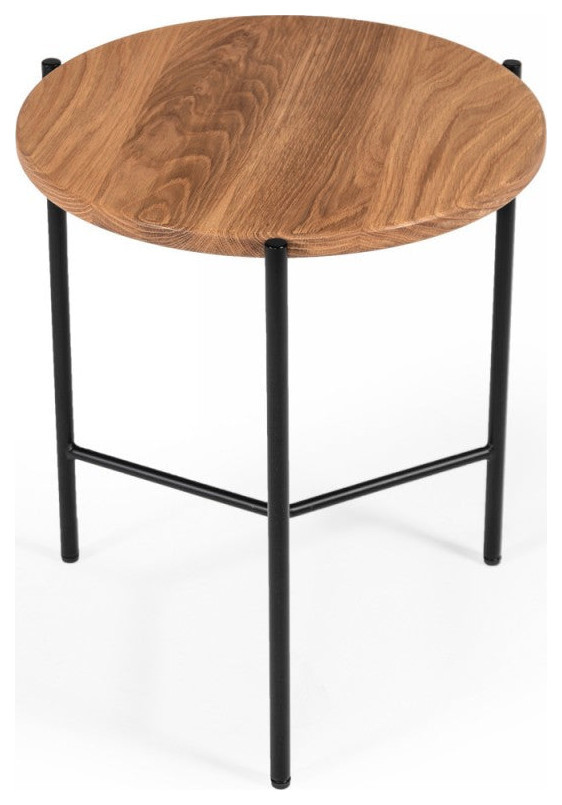 Nils Industrial Oak and Black Iron End Table   Transitional   Side Tables And End Tables   by Rustic Home Furniture Deco  Houzz