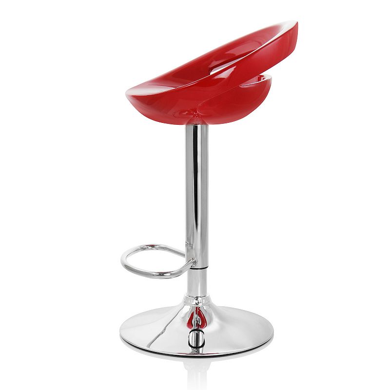 Elama 2 Piece Retro Adjustable Bar Stool in Red with Chrome Base