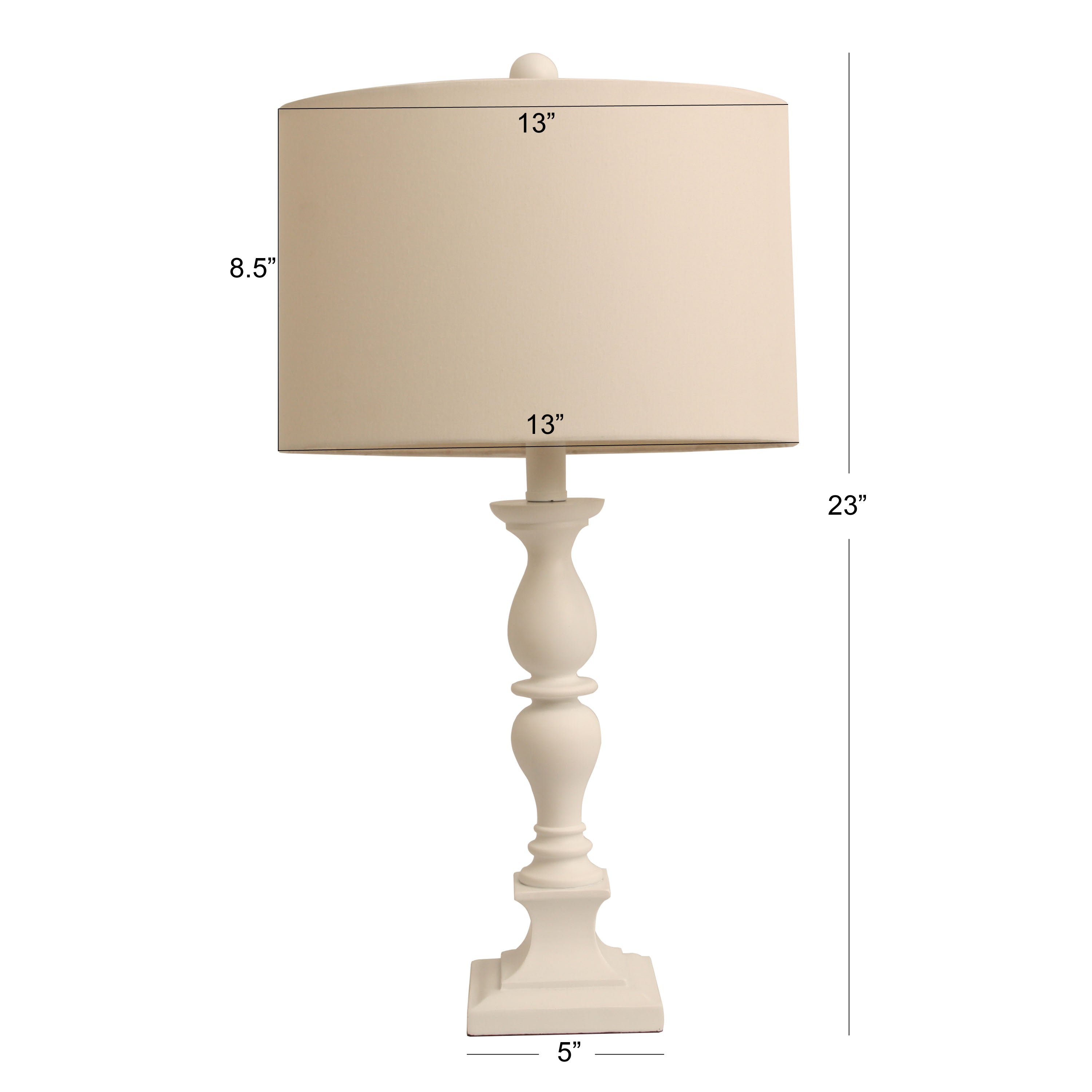 Decor Therapy Transitional Resin Table Lamp, White, 23