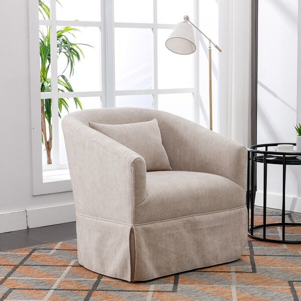 360-degree Swivel Accent Armchair Linen Blend Single Sofa， Living Room Bedroom Reading Sofa