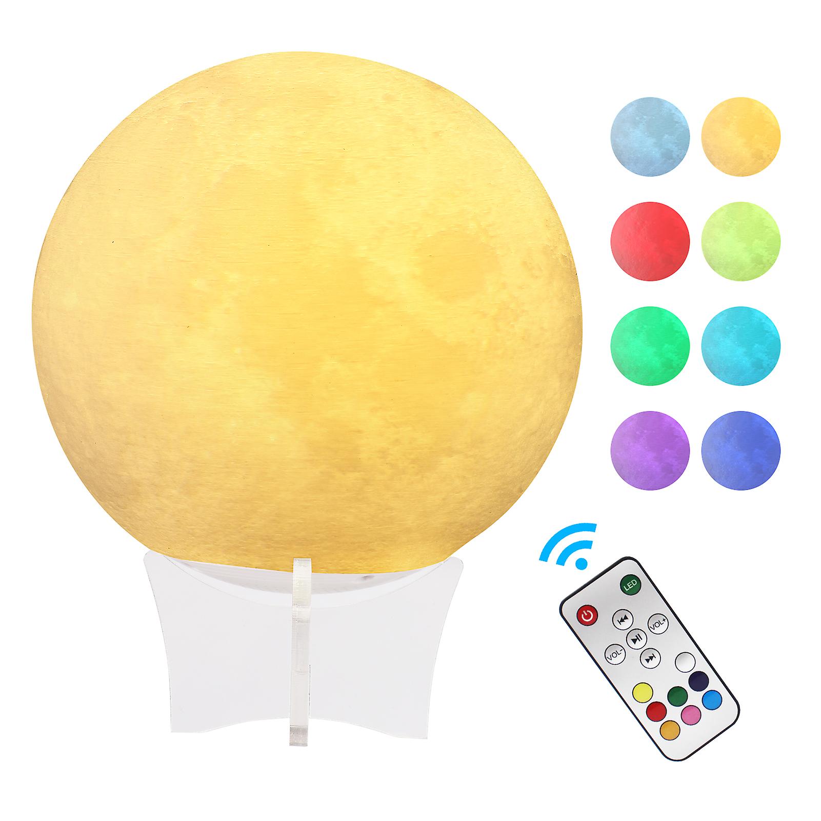 3d Printing Bt Speaker Music Moon Lamp 5.9 Inch 8 Colors Led Night Light With Stand Remote Control Usb Rechargeable Moonlight Birthday Christmas Gift