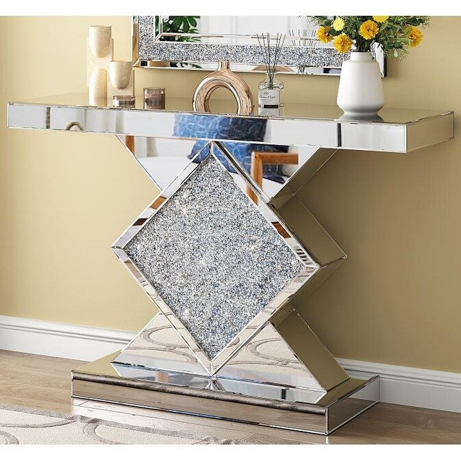 Modern Console Table with Crushed Diamond Inlay