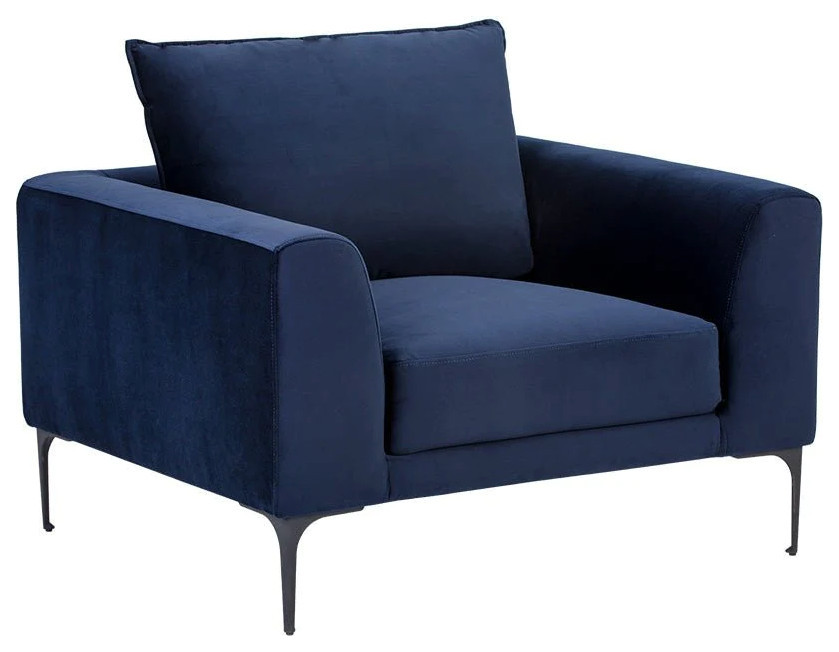 Manrico Armchair  Metropolis Blue   Midcentury   Armchairs And Accent Chairs   by Peachtree Fine Furniture  Houzz